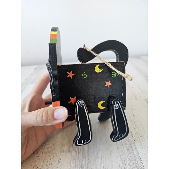 Mini cat birdhouse Halloween unique decor wooden jointed shabby chic hanging - Picture 8 of 14